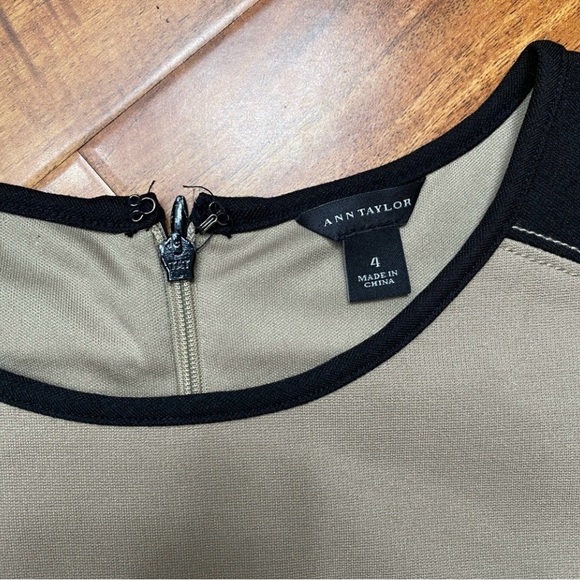 Ann Taylor Tan Black Colorblock Sleeveless Stretch Ponte Dress Size 4 Classic - Picture 10 of 15